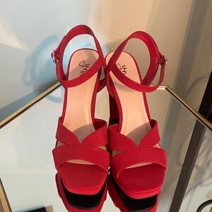 Elegant Red Sandals with Ankle Strap